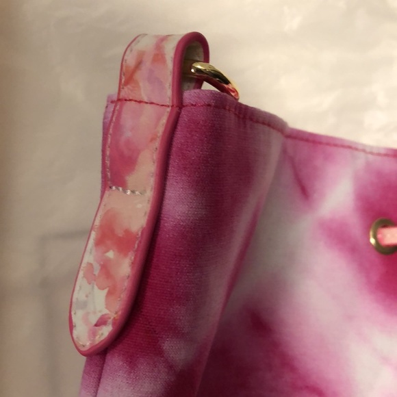 Estée Lauder Tote Bag Purse Pink White Tye Die Print Drawstring - Picture 8 of 9